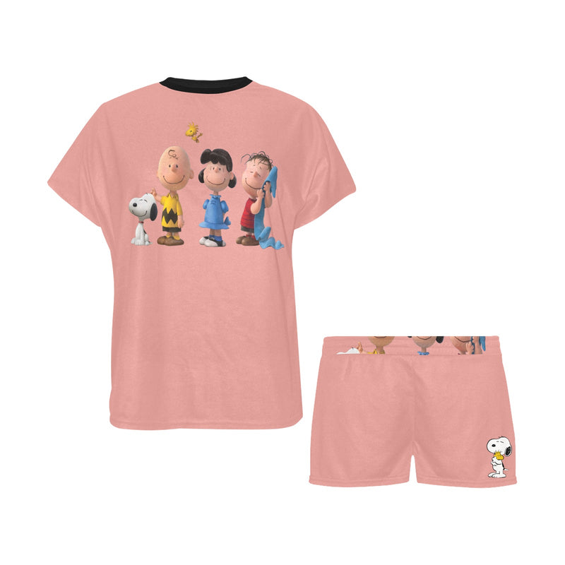 Cartoon Kids Peach Women's Short Pajama Set