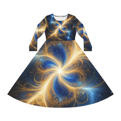 Blue and Gold Print Dance Dress