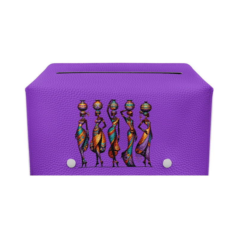 PU leather rectangular tissue box, African ladies