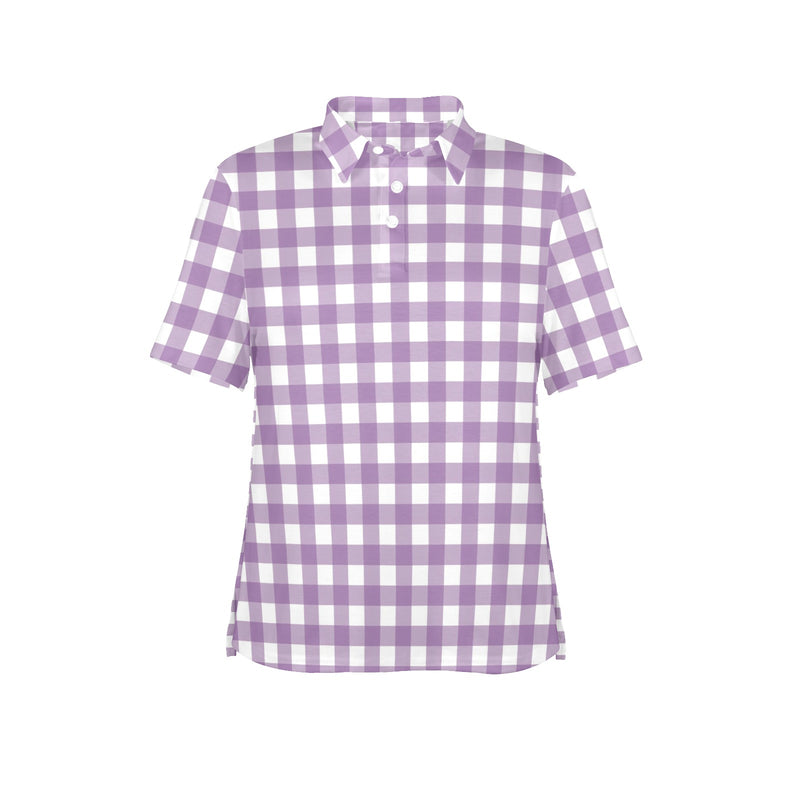 Gingham Women's All Over Print Polo Shirt