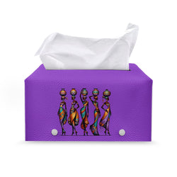 PU leather rectangular tissue box, African ladies