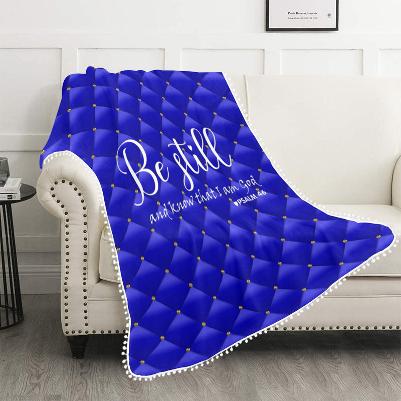 Be Still and Know Pom Pom Fringe Blanket 60"x80"