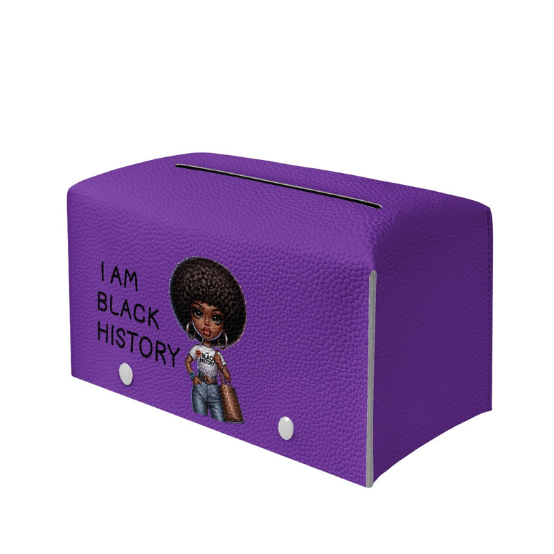 PU leather rectangular tissue box, Black History