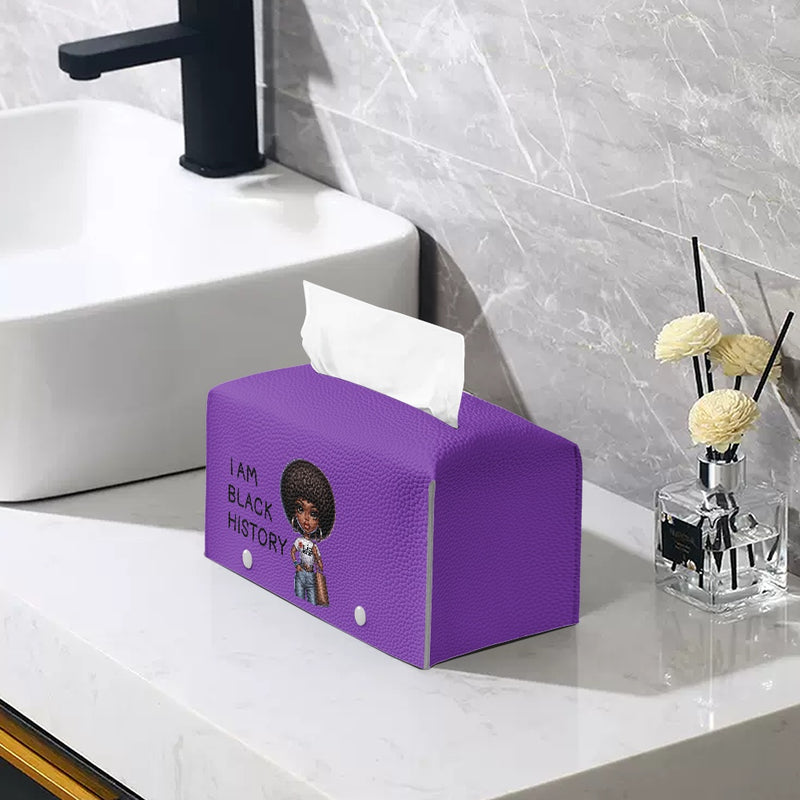 PU leather rectangular tissue box, Black History