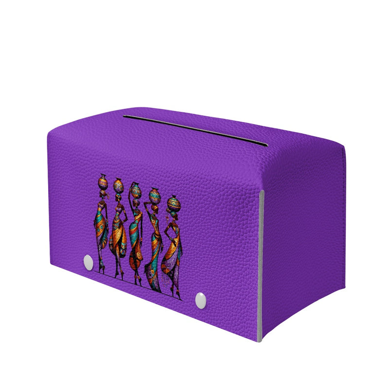 PU leather rectangular tissue box, African ladies