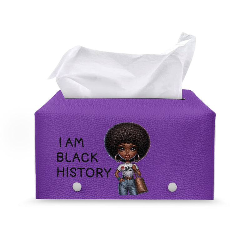 PU leather rectangular tissue box, Black History