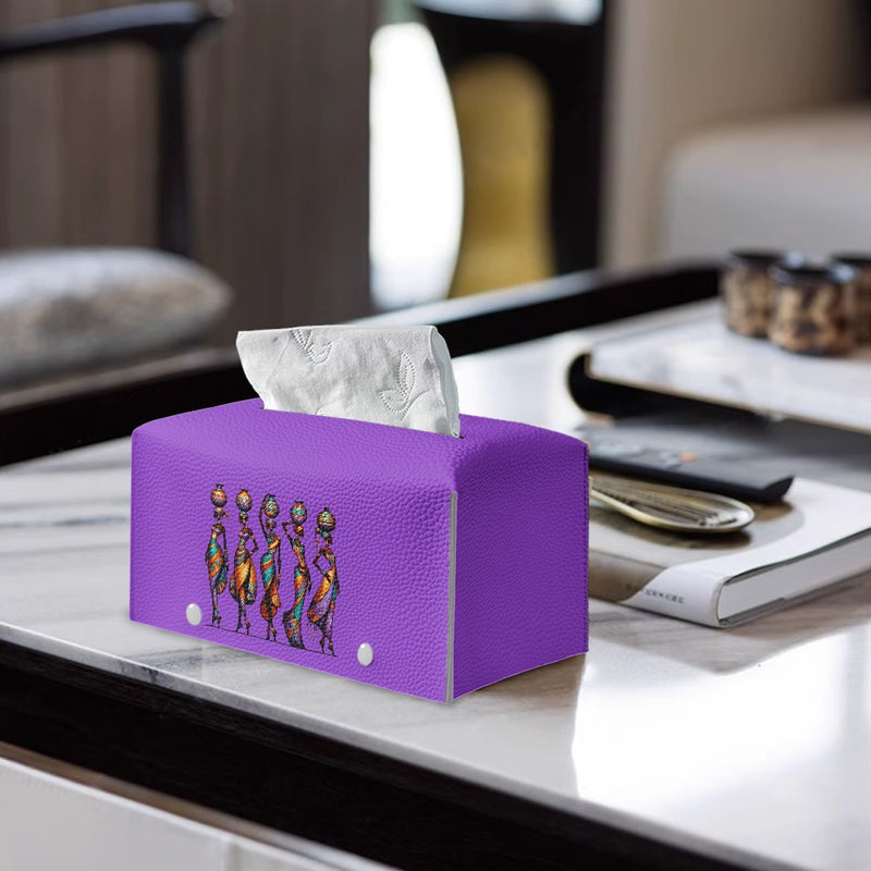 PU leather rectangular tissue box, African ladies