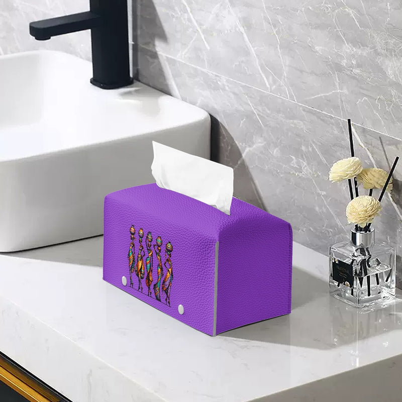 PU leather rectangular tissue box, African ladies