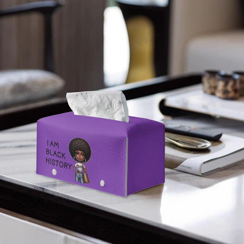 PU leather rectangular tissue box, Black History