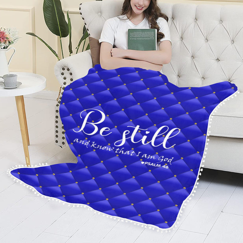 Be Still and Know Pom Pom Fringe Blanket 60"x80"