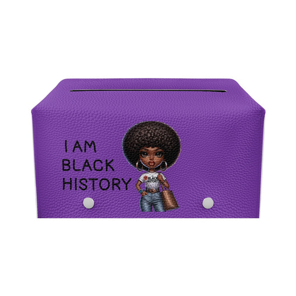 PU leather rectangular tissue box, Black History