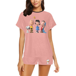 Cartoon Kids Peach Women's Short Pajama Set