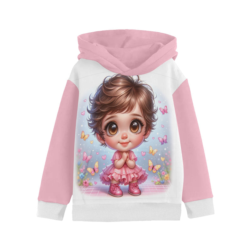 Pink and White Hoodie Big Girls' Long Sleeve Hoodie