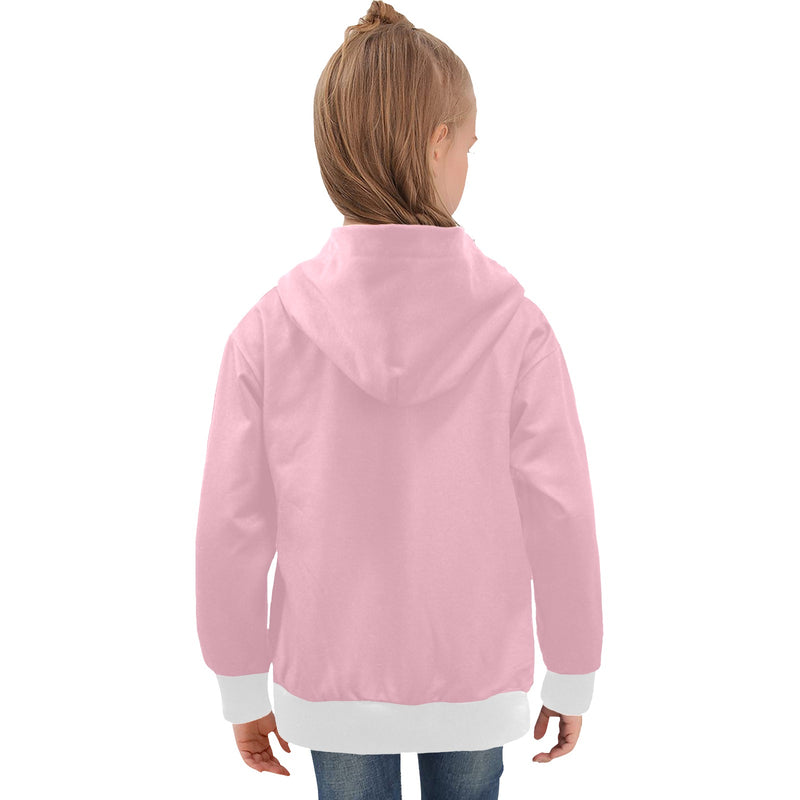 Pink and White Hoodie Big Girls' Long Sleeve Hoodie