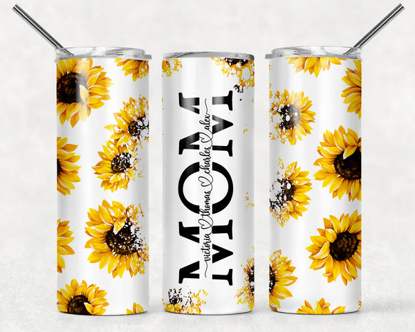 Sunflower Tumbler, MoM Tumbler, Mother&#39;s Day, Personalized Tumbler, 20oz Tumbler, Floral Tumbler, Custom Tumbler